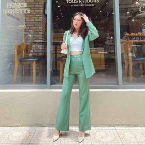 Two Piece <b>Pants</b> Set 2020 New Arrival <b>Sexy</b> Solid Color Casual Lady Women Spring Style Button Club Lead Fit - Product Image 3