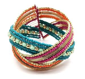 Brazalete abierto apilable con lentejuelas y flechas en capas de oro hecho a mano para mujer, brazalete con cuentas, joyería Bohemia, conjunto de pulsera para mujer, india - Product Image 5