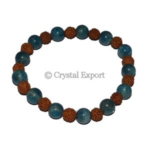 Kyanite with Rudraksha <b>Bracelets</b> : Top Seller Rudraksha <b>Bracelets</b> - <b>Crystal</b> Exports Handmade Healing Mascot Style - Product Image 1