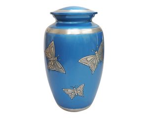 Crtion Urn papillon en métal pour adultes, 4 pièces de haute qualité, bleu et argent pour animaux de compagnie, fournitures pédicure assorties - Product Image 1