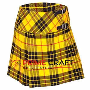 מקלאוד של לואיס Tartan גבירותיי חצאית נשים בנות קפלים בילי חצאית עור אבזמים