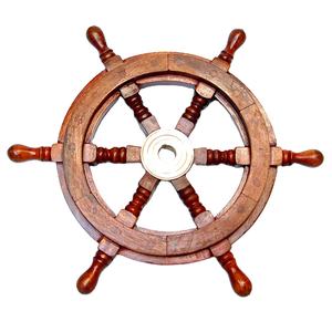 พวงมาลัยเรือทำจากไม้,ของตกแต่งผนังทำด้วยมือ - Product Image 1