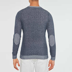 Maglione da uomo di Design italiano con collo invertito maniche lunghe modello solido-100% cotone tinto ODM fornitura - Product Image 5