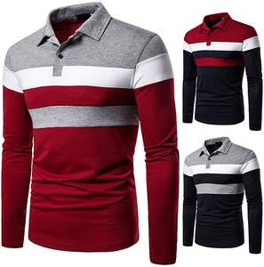 Polo manches longues pour homme, t-shirt personnalisé en coton, haut extensible, léger, respirant, revers de sport, couleur Pure, nouvelle collection été - Product Image 4