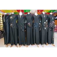 Abaya Longue Broderie Courte en Chiffon 100% Soie Naturelle Taille Haute Modeste Islamique Unie Coupe Droite Grande Taille pour Femme Collection Printemps-Été 2026
