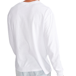 เสื้อยืดคอกลมผู้ชายแบบ OEM สั่งทำพิเศษ ผ้าฝ้าย 100% เสื้อยืดแฟชั่นผู้ชาย เสื้อยืดฟิตเนสผู้ชาย แขนยาว สีขาว - Product Image 6