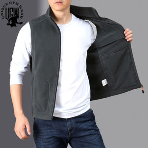 UNIQUE GYM WEAR Gilet sans manches en polaire pour homme, col roulé, coupe-vent, respirant, pour l'automne, vente en gros - Product Image 5