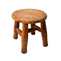 Tabouret rond en bois naturel, finition rustique, tabouret de présentation de plantes, tabouret en bois brut antique pour la décoration du salon