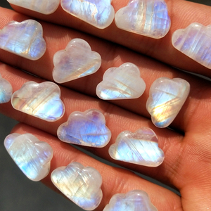 Piedra preciosa suelta de piedra lunar arcoíris natural, cabujón redondo con base plana |   Piedra de Resina Plana con Incrustaciones de Diamantes de Imitación de Larimar, Diseño de Diosa - Product Image 3