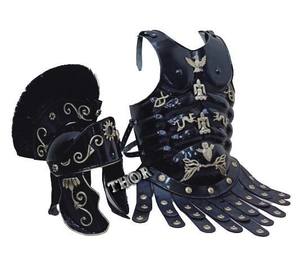 Armure médiéval de sorcellerie pour hommes, Costume de spartiates, casque, veste musculaire en cuir, Design en laiton - Product Image 2