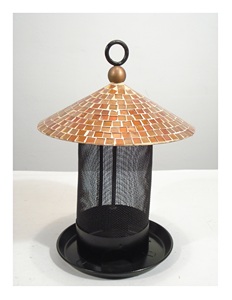 Mangeoires à oiseaux lanterne en métal cuivre pour décor de jardin - Product Image 4