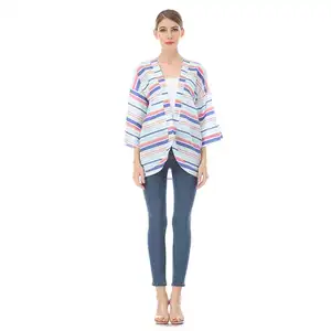Großhandel kunden spezifische Designs gedruckt Kimono Strickjacke Jacke Seide lose vertuschen Frauen