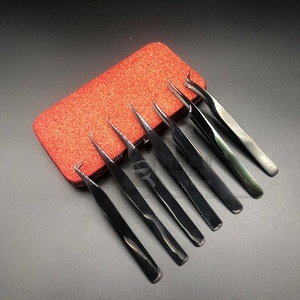 Pince à cils personnalisée avec toutes les extensions de cils au plasma noir marque privée matériau en acier inoxydable testé à la main durable - Product Image 5