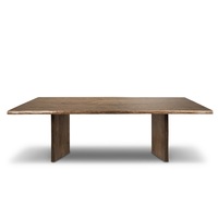 Table de salle à manger moderne en bois d'acacia de forme irrégulière de grande taille avec plateau en dalle de bois de noyer massif à bord vif Table de salle à manger