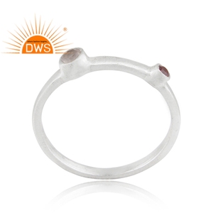 Anillo de GEMA de cuarzo rosa granate para niña, joyería hecha a mano, fabricante de joyería de plata de ley - Product Image 2
