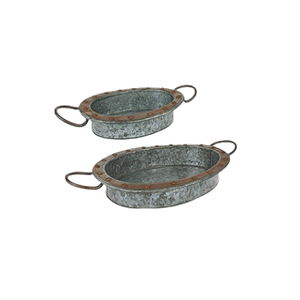 Juego de 2 Bandejas Galvanizadas para Servir Alimentos, Bandeja Redonda de Calidad Superior para Servir Té y Café, para Proveedor Mayorista - Product Image 5