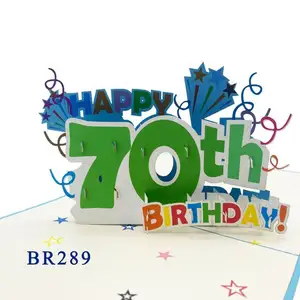 70th Birthday 3D Pop Up การ์ด 3D ตัดเลเซอร์ผลิตภัณฑ์ร้อนทําด้วยมือของขวัญวันเกิดและหัตถกรรมกระดาษหัตถกรรมการ์ดอวยพร