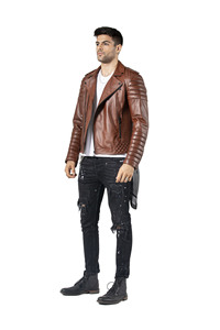 Chaqueta Universitaria Casual y Elegante para Hombre, Valeriano Romano, Cuero Genuino, Largo Regular, Cuello Alto, Se Acepta OEM, Procesamiento con Recubrimiento - Product Image 2