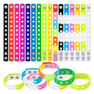 Factory price kids gifts women accessories decoration colorful Silicone Wristband soft Rubber Bracelet for croc charms