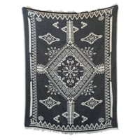 Einfarbige 100% Baumwolldecke 200x240 cm 78x95 Zoll Bettüberwurf Sofabezug Extra Groß Hergestellt in der Türkei Jacquard-Gewebte Decke