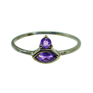 Bagues à facettes en argent sterling 925 élégantes faites à la main Nouvelles arrivées classiques Pierre d'améthyste naturelle Vente chaude à la mode - Product Image 1