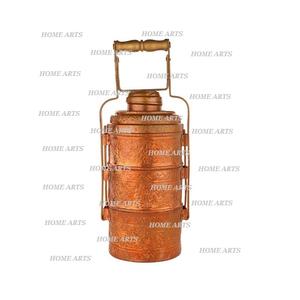 Fiambrera Tiffin chapada en oro de proveedor al por mayor diseño atractivo caja Tiffin de forma redonda de 3 niveles con asa - Product Image 5