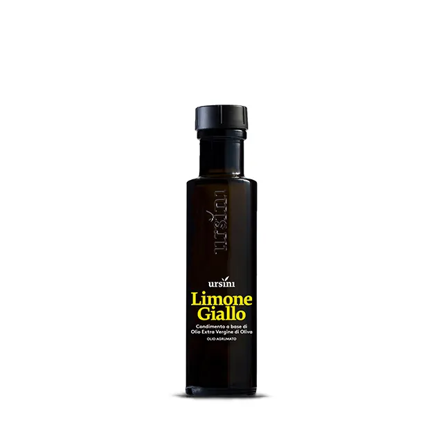 High quality Italian Extra virgin olive oil with Yellow Lemon 100 ml glass bottle for retail