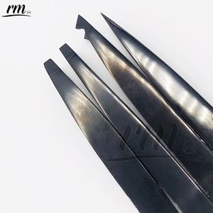 Ensemble de pinces à sourcils en acier inoxydable Plasma noir de qualité supérieure 4 pièces pointe inclinée Styles les les plus demandés à bas prix - Product Image 5