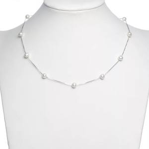 สร้อยคอไข่มุกน้ำจืดสีเงิน925เกรด3A ขนาด6มม. สีขาวแท้ธรรมชาติสำหรับเครื่องประดับน้ำจืด - Product Image 2