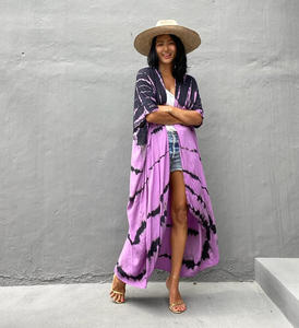 Summer Tie Dye <b>Kimono</b> <b>Women</b> Wear Rayon Casual <b>Kimono</b> - Product Image 2