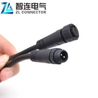 Connecteur de câble étanche M12 2 broches mâle-femelle avec LED et moulage intégré