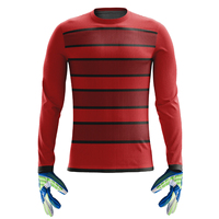 Seragam Kiper Sepak Bola Pria Desain Baru, Pad Busa, DRY-FIT POLYESTER, Kerah Kru, Pendek, Ringan, Cepat Kering, Bernapas