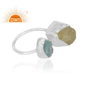 แหวนพลอยบุษราคัมพลอยพลอยพลอยพลอยพลอยพลอยสีเงินบริสุทธิ์925และมะนาวผู้ค้าส่งเครื่องประดับ - Product Image 2