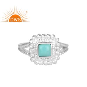 Anillo de Plata de Ley 925 con gema turquesa, joyería hecha a mano - Product Image 1