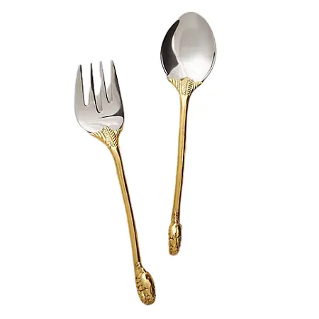 Set of 2 Brass And Stainless Steel Cutlery Set Prime Quality Spoon Fork Wedding And Party Flatware Cutlery Set