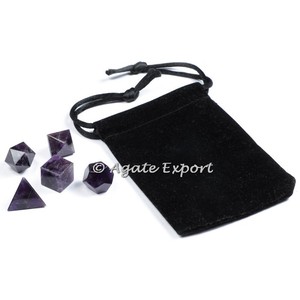 Conjunto de amatista geométrica con bolsa de terciopelo - Product Image 1