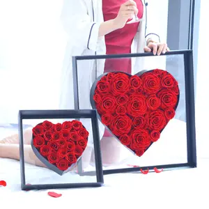 BLH 2021 Free Logo Printing hot selling preserved rose in large heart-shaped box forever love multiple colors Mother;s day