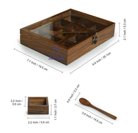 Boîte à épices en bois avec 12 contenants et cuillère dans une boîte à épices en bois pour la cuisine Boîtes à épices Masala