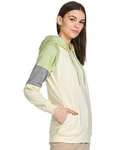 Sudadera con capucha de trabajo para mujer, de manga larga, jersey de dos tonos, de gran tamaño/color claro - Product Image 4