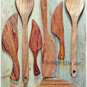 Ensemble d'ustensiles de cuisine en bois, outils de cuisine antiadhésifs, ensemble de cuillères et couteaux en bois, naturel - Product Image 2