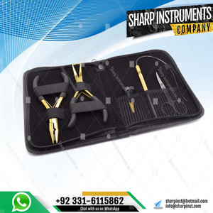 Kit de pinces en acier inoxydable doré pour extensions de cheveux à micro-perles avec poignées - Product Image 3