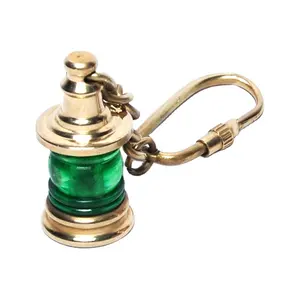 Handicraft Nautical Small Brass Key chain with Green golden Color for key chain key Ring and Custom Logo Design