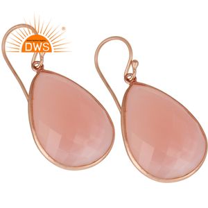 ต่างหูอัญมณีรูปกุหลาบและพลอยคาลซิโดนีทำด้วยมือสีเงินสเตอริ่งธรรมชาติดีไซน์ล่าสุด - Product Image 2