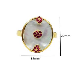 Bague de créateur en argent sterling 925 plaqué or à faible quantité minimale de commande fournisseur de bijoux rubis tsavorite nacre - Product Image 2