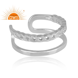 Anillo de declaración de doble banda de plata de ley fina hecho a mano, joyería de plata para mujer, regalo para ella - Product Image 3
