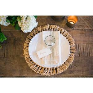 Mantel Individual de jacinto de agua tejido a mano, manteles individuales redondos de paja con borlas, alfombrillas y almohadillas, rafia de Vietnam - Product Image 4