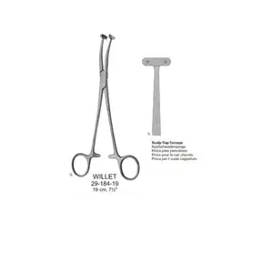 Ensemble d'instruments chirurgicaux manuels Willet Scalp Flap Forceps, en acier inoxydable, certifié CE, réutilisable, antirouille, classe I - Product Image 1