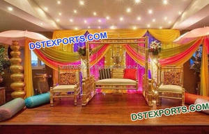 Asian Sangeet <b>Stage</b> Paisley Decoration USA Wedding Mehndi <b>Stage</b> <b>Props</b> Decor Stylish Wedding Mehndi Sangeet <b>Stage</b> Set - Product Image 4