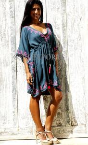 Tissu en coton de qualité supérieure Floral été Gypsy Boho Aari brodé plage caftan gland cou couverture respirant disponible dentelle - Product Image 2