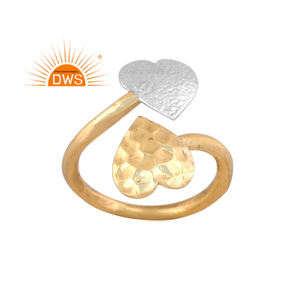 แหวนทองชุบดีไซน์รูปหัวใจทันสมัยปี 2026 สำหรับแหวนออกแบบเอง ผู้ผลิตเครื่องประดับแฟชั่น - Product Image 1